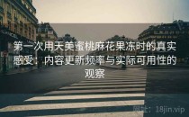 第一次用天美蜜桃麻花果冻时的真实感受：内容更新频率与实际可用性的观察