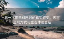 第一次用黑料网时的真实感受：内容呈现方式与主观体验总结