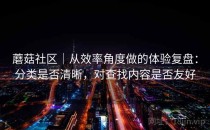 蘑菇社区｜从效率角度做的体验复盘：分类是否清晰，对查找内容是否友好